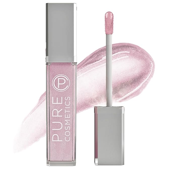 Pure Illumination Light-Up Lip Gloss with LED-Lit Applicator Brush + Side Mirror, Non-Sticky, Moisturizing Hydrating Lip Glosses with Lanolin, Jojoba Oil, & Vitamin E, Shimmer