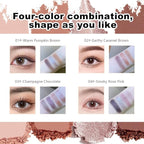 Nude Eyeshadow Palette 4 Colors, Champagne Chocolate Shimmer Matte Nude Eye Shadow Quad, Smooth Long-Lasting Highly Pigmented Formula, Easy for Beginners, Ideal for Daily Soft Glam Makeup, 3#