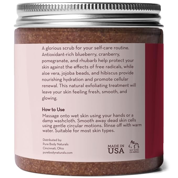 Pure Body Naturals Superfruit Smoothie Scrub, 8.8 fl oz | Antioxidant-Rich Exfoliating Scrub for Smooth, Rejuvenated Skin