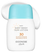 GOONGBE Baby Easy Wash Sun Lotion SPF 30 - Korean Moisturizing Zinc Oxide Mineral Sunscreen for Babies and Kids - Washes Off Easily - Vegan, Reef-Safe, Allergen-Free, 2.11 fl.oz.