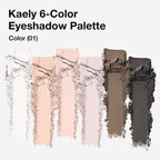 evpct 6 Colors Natural Eyeshadow Palette, White Nude Pink Taupe Dark Black Matte High Pigment Blendable Mini Travel Eyeshadow Palette Makeup for Older Women, Long Lasting Waterproof, Built in Mirror