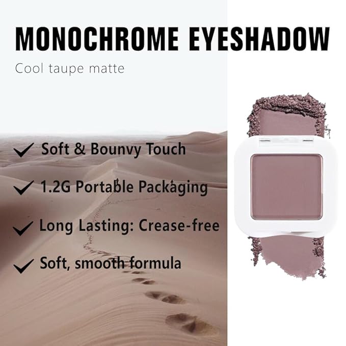 evpct Mauve Taupe Plum Matte Single Eye Shadow Palette Makeup for Older Women, Plum Lavender Purple Natural Cream Eyeshadow Palette for Green Eyes, High Pigment Mini Monochrome Eyeshadow