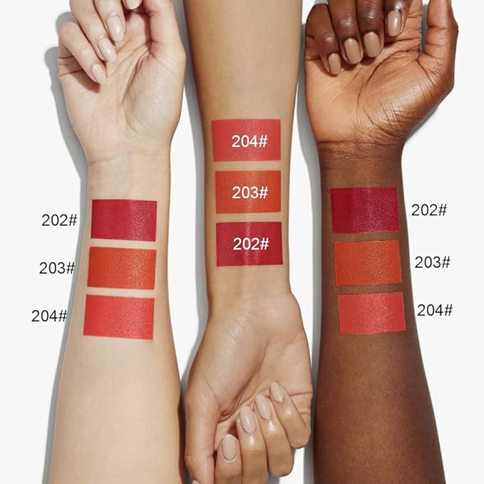 evpct 3Pcs Silky Creamy Matte Lipsticks Set for Women, Orange Ruby Cherry Red Matte Lipstick Lip Blam Sticks Long Lasting Waterproof, Lightweight and Hydrating Moisturizing Lipstick 24 Hour Originales