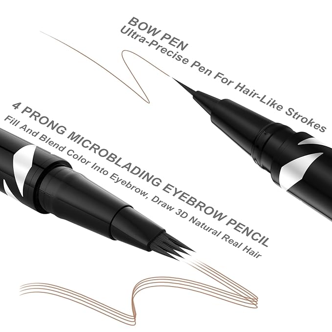 Eyebrow Pen,2-IN-1 Dual-ended Waterproof Eyebrow Pencil,with 4 Tip Microblading Eyebrow Pen and Ultra-Precise Brow Pencil,Dual-ended Eyebrow Brush,Eyebrows Makeup for Natural Looking-Soft Brown 01