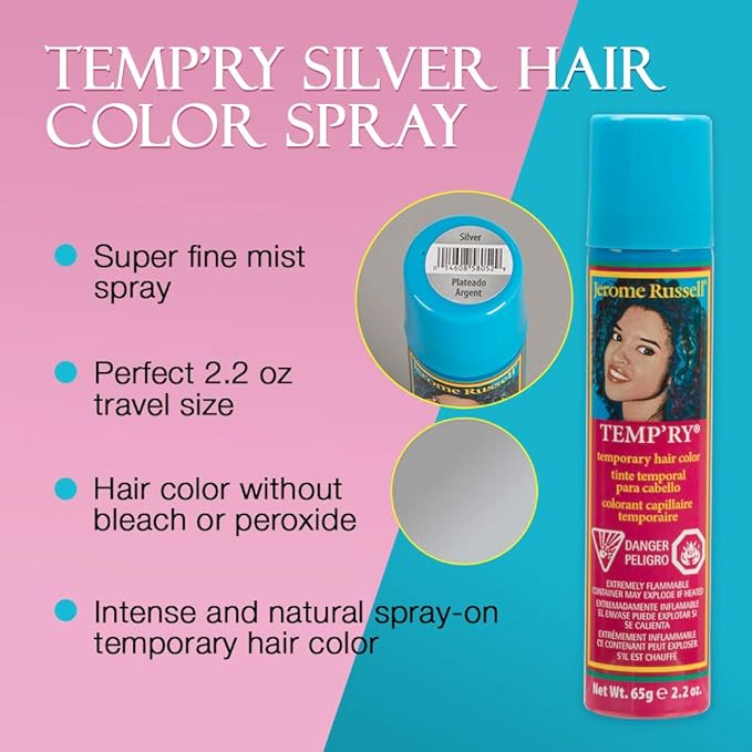 Jerome Russell Temp'ry Spray-on Silver Hair Color, 2.2oz x 3 pack
