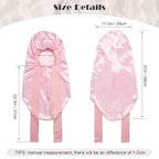 AWAYTR Long Satin Bonnet for Braids - Elastic Silk Hair Bonnets for Sleeping Night Cap Stretchy Tie Band for Women（Pink）