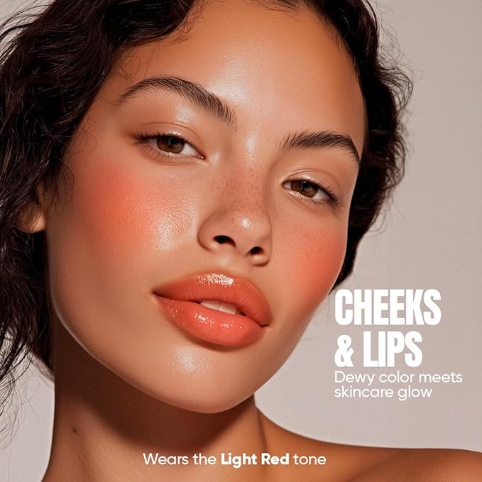 TOTEMICA Cooling Water Jelly Tint - by Ana Patricia, Dewy Hydrating Tint for Natural Color, Long-Lasting Jelly Lip Tint & Cheek Stain, Clean Beauty Tinta para Labios | 0.19 oz - Light Red