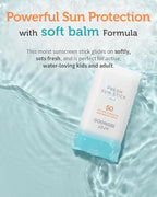 GOONGBE Fresh Sun Stick Mild SPF 50 - No White Cast Zinc Oxide Mineral Sunscreen Stick Balm - Non Greasy Soft Matte Finish - Travel Friendly for Babies, Kids & Adults - Vegan, Reef-Safe, 0.49oz.