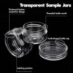 3 Gram Sample Containers With Lids, 25 Count Clear Jars, Empty Lip Balm, Mini Cosmetic Makeup Travel With Labels, Mini Disposable Spatulas