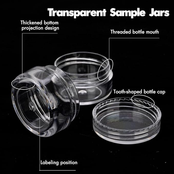 3 Gram Sample Containers With Lids, 50 Count Clear Jars, Empty Lip Balm, Mini Cosmetic With Labels, Makeup Travel, Mini Disposable Spatulas
