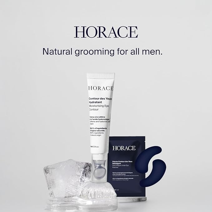 HORACE Anti-Fatigue Under-Eye Patches for Men - Dark Circle and Puffiness Reduction - Moisturising & Refreshing Hydrogel Treatment - Vegan and Silicon-free Skincare - Unscented, Pack of 5 Pairs