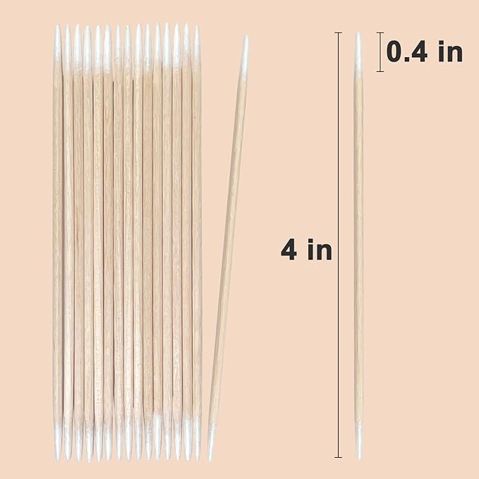 200 Pcs Double Pointed Cotton Swabs for Nails, 4 Inch Lint Free Microblading Cotton Swab for Makeup, Nail Polish Clean Up Tool, for Beauty, Precision Makeup and Craft Applicators