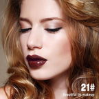 evpct Dark Brown Shiny Longwear No-Budge Liquid Lip Color Lipstick Makeup, Highly Pigmented Color Instant Shine, Waterproof Long Lasting Lipstick for Women, Lip Stain Gloss with Lip Liner Brush, 21#