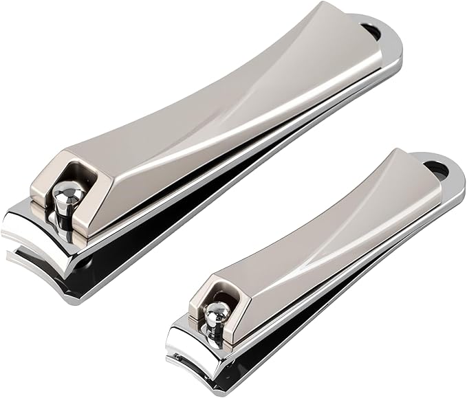 2 Pack Nail Clippers Set - Stainless Steel Fingernail & Toenail Clippers, Sharp Nail Trimmers for Men Women Adult