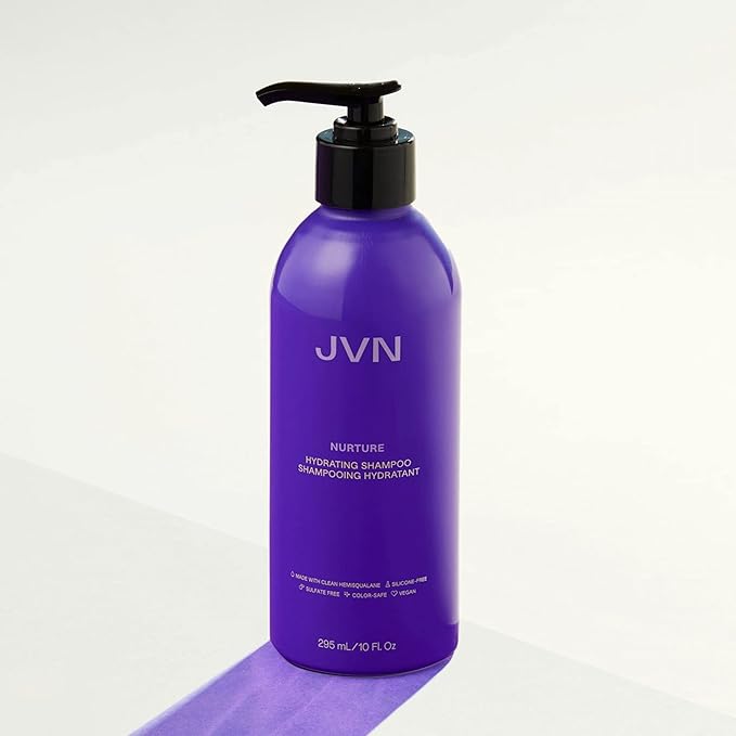 JVN Nurture Hydrating Shampoo, 10 Fl Oz, Detangles & Softens Hair, Moisture and Deeply Nourishing Shampoo, Color Safe Hair Care for Women and Men, Non-Toxic, Silicone and Sulfate Free