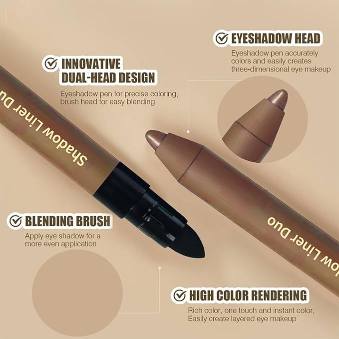 Eyeshadow Stick,2-in-1 Eyeliner & Eye Shadow Stick, Easily Blendable & Buildable, Waterproof, Creamy Easy-Glide, For Effortless Smoky Or Natural Eye Makeup(01)