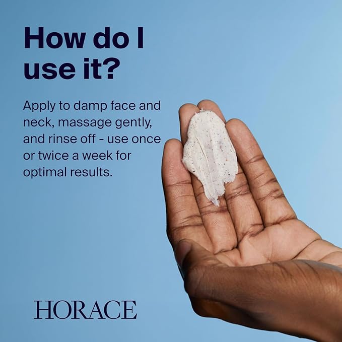 HORACE Gentle Face Scrub for Men - Exfoliating Cream with Argan Seeds, Murumuru Butter and Vitamin E - Pore Unclogging Skincare for All Skin Types - Unscented, 2.5 fl.oz