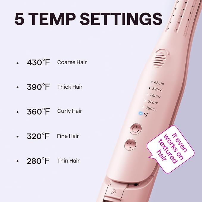 Wavytalk 0.65" Pencil Flat Iron, Cool Curl Pencil, Small Airflow Styler and Straightener for Short Hair, Pixie Cut and Edges, Curling Iron for Short Hair with 360º Cool Airflow for Long-Lasting Hold