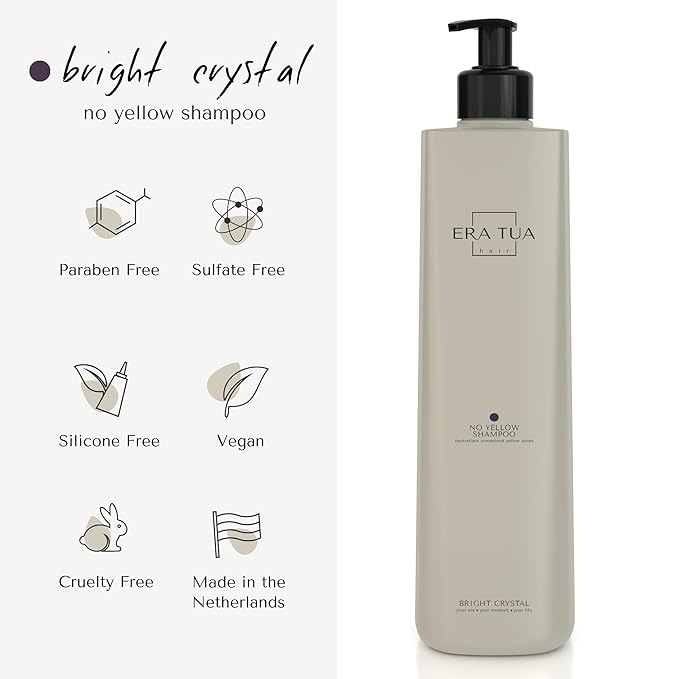 No-Yellow Toning Purple Shampoo | Neutralizes Yellow Tones in Blonde, Silver & Bright Crystal Highlighted Hair | Dutch Made & Formulated | Jasmine & Rose Scent | 250 ml