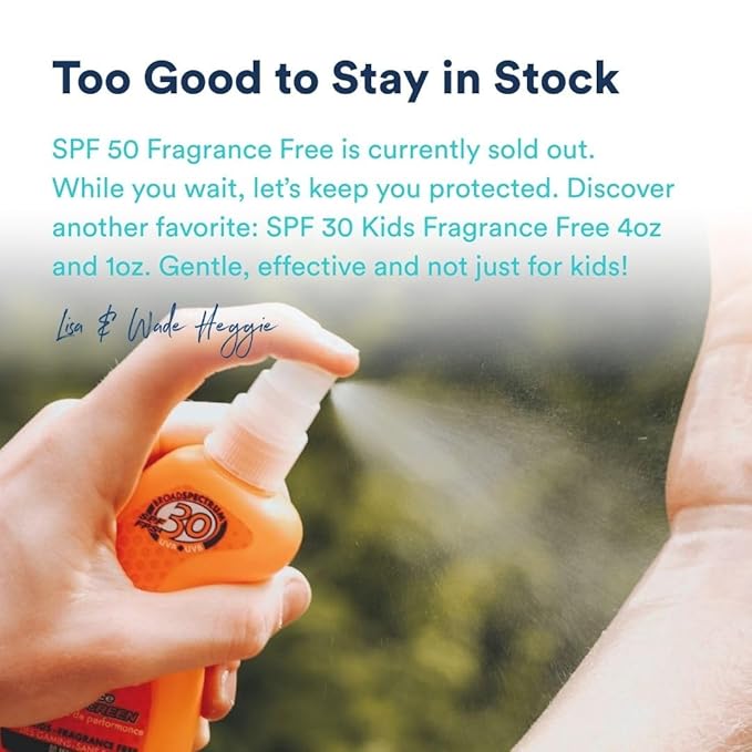 KINeSYS Fragrance Free Clear Spray Sunscreen for sensitive skin, SPF 30, Hypoallergenic, Broad Spectrum UVA/UVB protection for Body, Alcohol, PABA and Oxybenzone FREE, 170+ Sprays, 1 Fl Oz (Pack of 2)