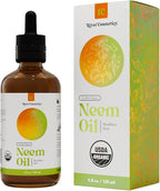 Organic Neem Oil, Cold Pressed for Skin Care, Hair Care, and Pet Care, USDA Certified Organic 100%, Hexane Free, 4 Fl Oz.