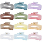 4.1 Inch Large Jumbo Jaw Square Clips for Thick Hair - 12 Pcs Bulk Hair Accessories for Women and Girls - Ice Cream