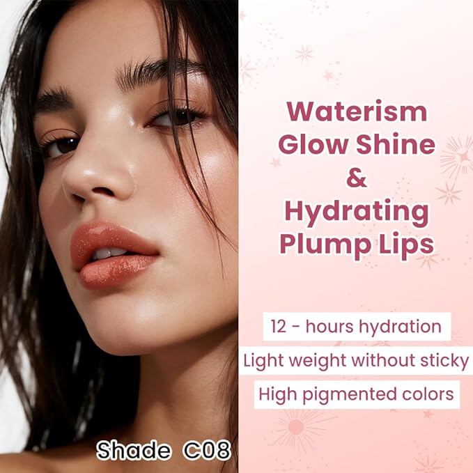 CATKIN Glossy Lip Balm Ultra Hydating Glow Lip Tinted Jelly Plump Melting Balm Shea Butter Repair Soothing For Dry Lips Dewy Finished 0.12 oz 2pcs Set 04