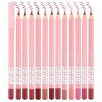 12 Pcs Natural Nude Brown Beige Colors Lip Liner Lipstick Pencils Set for Daily Makeup,Easy to Apply & Remove,Waterproof