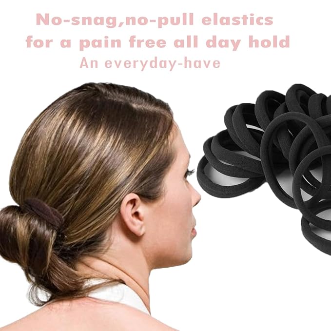 20pcs Thick Seamless Hair Ties for Curly Heavy and Long Hair - Hair Elastics for Women Men Girls Big Pony tails Holders Updos & Braids For All Hair Types No Damage No Tangle & No Breakage