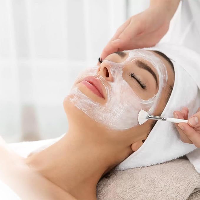 20 Pieces Fan Brushes Facial Applicator Brush Soft Makeup Mask Acid Applicator Brush Esthetician Cosmetic Brush for Mud Cream, Makeup Peel (White and Yellow)