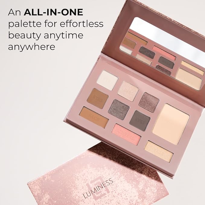 LUMINESS Face Time Essentials Face Palette - Includes Bronzer, Blush, Highlighter, Face Powder and 6 Eyeshadows - Highly Pigmented, Long-Wearing Makeup Palette - Silky Smooth, Easy to Blend