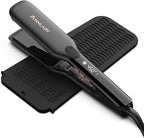 1.75 Inches Flat Iron Hair Straightener with Heat Resistant Silicone Mat Pouch, Professional Ceramic Ionic Dual Voltage Straightener for Less Frizz, Shinier & Smoother Hair