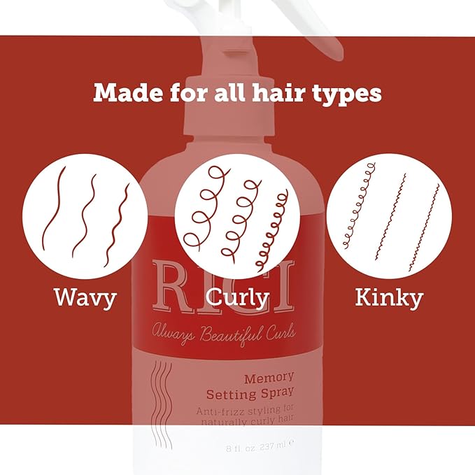 RICI Memory Setting Spray for Curly Hair | 8 Ounce | Naturally Formulated to Prevent Frizz for All Types of Curly Hair | Patented Formula Made in the USA