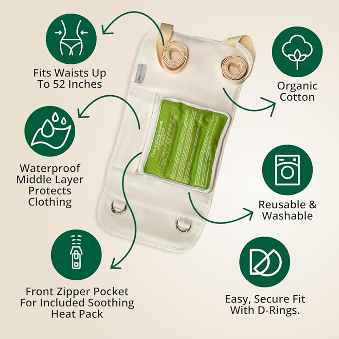 Castor Oil Pack - 8 Piece Complete Kit. Includes 16oz Glass Bottle of Organic Castor Oil, Easy to use Organic Cotton Compress with Adjustable Fit, 5 Soft Cotton Pads & Soothing Heat Pack..