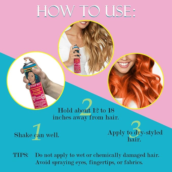 Jerome Russell Temporary Hair Color Spray Intense SprayOn, FastDrying NonSticky Travel Size Hair Dye for Instant Vivid Hair Color 2.2 oz, Copper, 1 Count