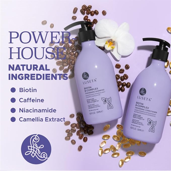 Luseta B-Complex Shampoo & Conditioner Set for Hair Strengthening, Routine shampoo and Conditioner for Women, Biotin Shampoo for Thinning Hair for Women and Men All Types 2 x 16.9oz