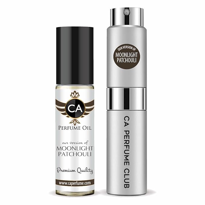 CA Perfume Duo Impression of Moonlight Patchouli For Women And Men Perfume Layering Set Long Lasting Travel Size EDP + Body Oil Roll-On Bottle 0.27 Fl Oz+0.33 Fl Oz