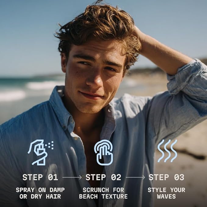 Striking Viking Sea Salt Spray for Men - Strong Hold, 6.76 Fl Oz, Blue Ocean Scent - Volumizing Hair Spray for Men - Texturizing & Curl Enhancing - Paraben Free