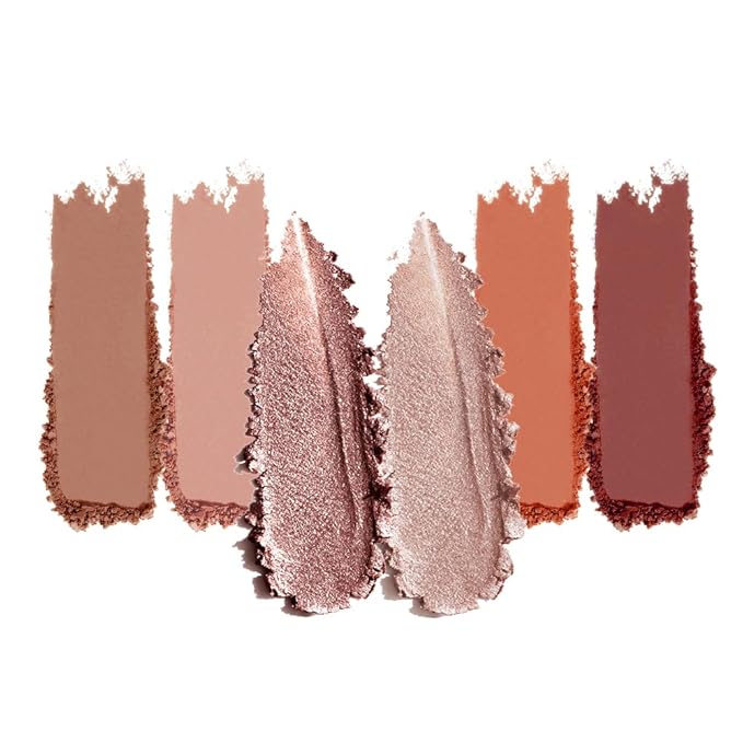 Eyeshadow Palette with Wine & Brown Tones, 6 Color Neutral Eyeshadow Highly Pigmented Matte and Shimmer, Long-Lasting Blendable for Everyday & Travel Makeup