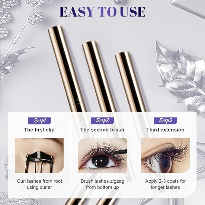 Ultra-Fine Lengthening Waterproof Quick-Dry Mascara, Black Mascara for Fine Short Lash Older Women Mulit-layered Lashes,Ultimate Length Volumizing Lower Bottom Lashes Mascaras (Black) (Brown+Black)