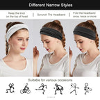 Fashion Headbands For Women Wide Headband Yoga Workout Head Bands Hair Accessories Band Black White Gray 6 Pack