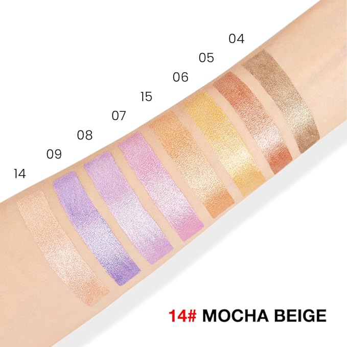evpct Mocha Beige Shimmer Cream Eye Shadow Brightener Sticks Set for Eyes, Mocha Beige Shimmery Matte Pencil Eye shadow Applicator Stick Pen Palette Makeup Waterproof sombras en crema para ojos 14#
