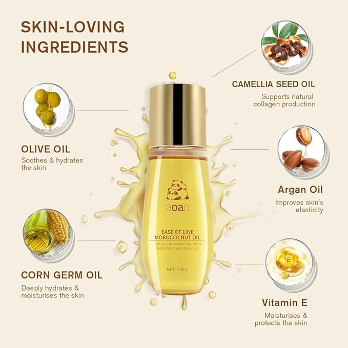 Stretch Mark Oil for Pregnancy & Body Oil for Pregnant Women, Morocco Nut Oil Help for Scars & Stretch Marks Removal & Prevention, Belly Cream for Repair, Firming & Smoothing Fine Lines (2Pack/150ml)