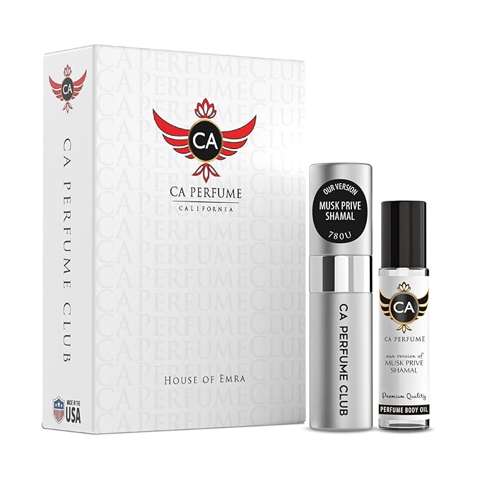CA Perfume Duo Impression of Musk Purve Shamal For Women And Men Perfume Layering Set Long Lasting Travel Size EDP + Body Oil Roll-On Bottle 0.27 Fl Oz+0.33 Fl Oz