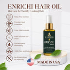 ENRICHI Hair Oil – Hair Heat Protectant for Frizz Control, Adds Shine, Helps Reduce Dryness and Appearance of Split Ends, Color Safe Formula, Natural Blend for All Hair Types - Silicone Free