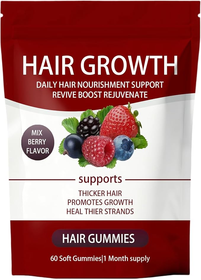 Lumin Hair Growth Gummies – Biotin, Vitamins & Plant Extracts, Supports Healthy Hair Growth & Strength, Skin & Nail Care - Mixed Berry Flavor, 60 Gummies
