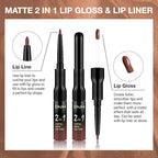 evpct 1Pcs Nuetral Nude Matte Lip Liner & Liquid Lipstick Stain Makeup Set for Women, Nude Lip Liner Stain Long Lasting Waterproof Smudge Proof, Cruelty Free Lip Stick Makeup 24 hours originales, 61