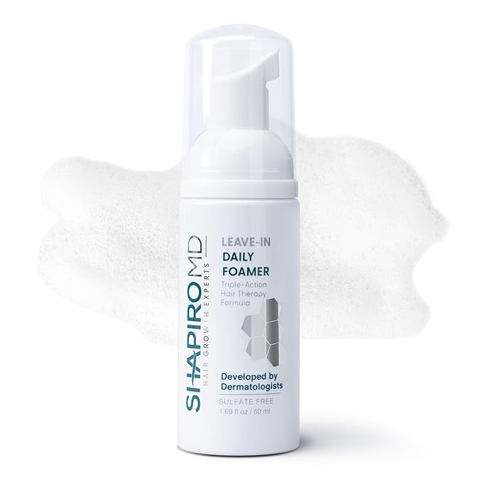 Shapiro MD Hair Growth Experts Leave-In Daily Foam, DHT Fighting Vegan Formula for Thinning Hair Developed by Dermatologists, Experience Healthier, Fuller & Thicker Looking Hair, 1 Month Supply