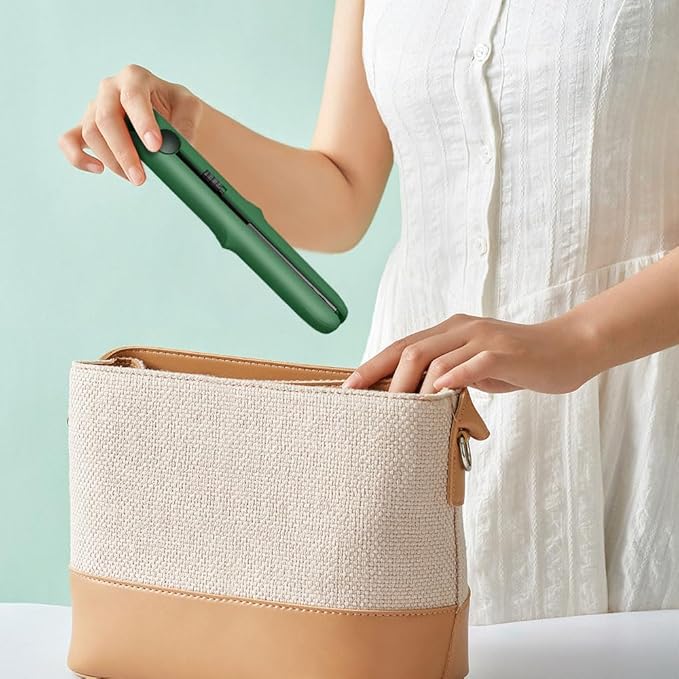 Mini Dual Purpose Curling Iron, 2025 Upgrade 2 in 1 Mini Curling Wand & Flat Iron Hair Straightener, Portable Travel Curling Wand for All Hair Types (Light Purple)