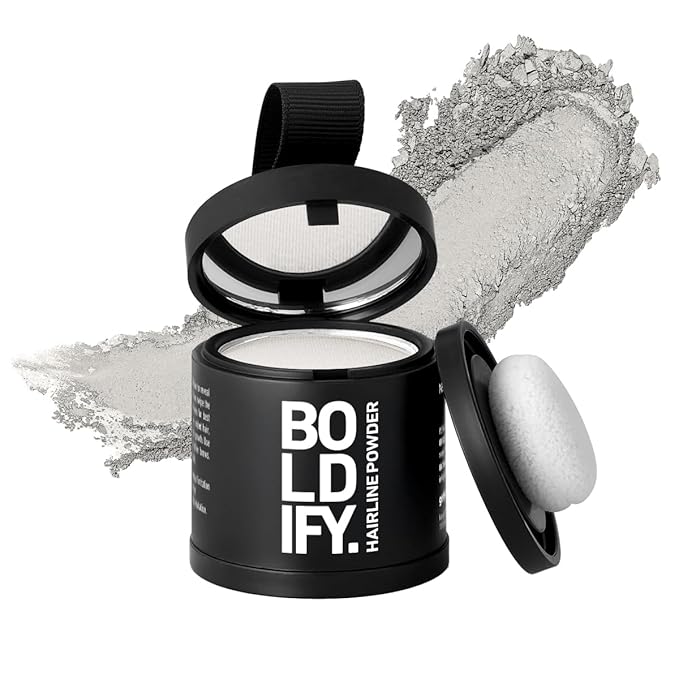 BOLDIFY Hairline Powder (LARGE, 10g) - Root Touch Up Hair Color for Gray Coverage - Bald Spot Concealing Hair Powder for Women & Men - 24-Hour Stain-Proof - White